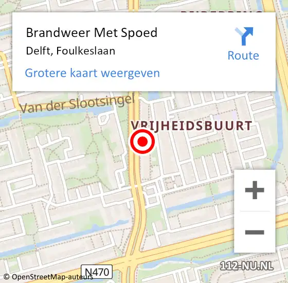 Locatie op kaart van de 112 melding: Brandweer Met Spoed Naar Delft, Foulkeslaan op 3 juni 2023 05:22