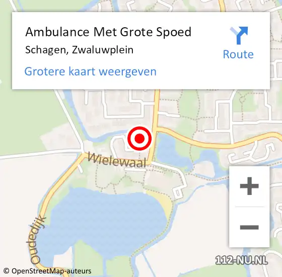 Locatie op kaart van de 112 melding: Ambulance Met Grote Spoed Naar Schagen, Zwaluwplein op 3 juni 2023 05:40