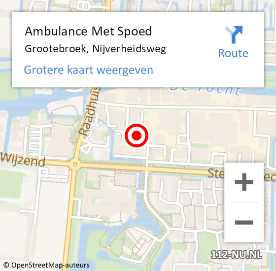 Locatie op kaart van de 112 melding: Ambulance Met Spoed Naar Grootebroek, Nijverheidsweg op 3 juni 2023 05:55