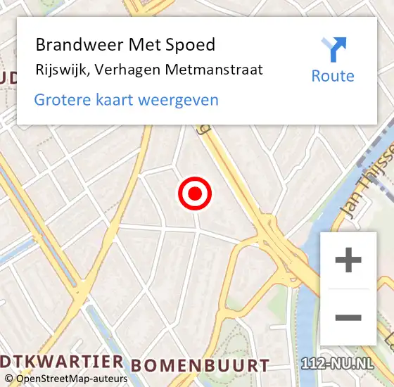 Locatie op kaart van de 112 melding: Brandweer Met Spoed Naar Rijswijk, Verhagen Metmanstraat op 3 juni 2023 05:57