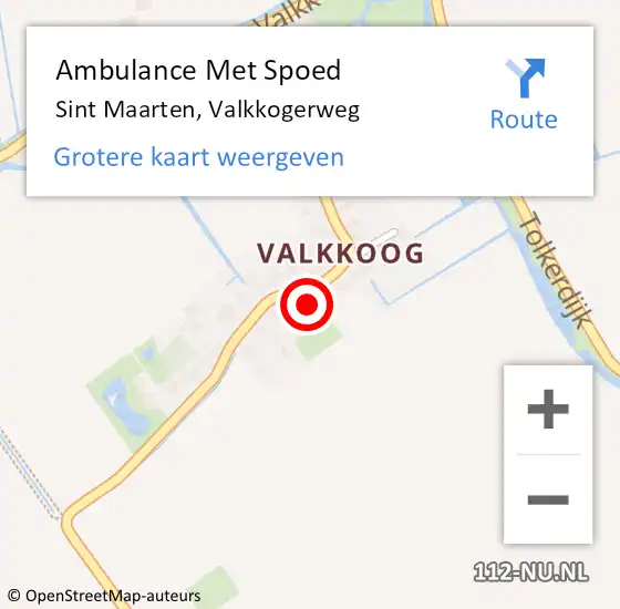Locatie op kaart van de 112 melding: Ambulance Met Spoed Naar Sint Maarten, Valkkogerweg op 3 juni 2023 06:02