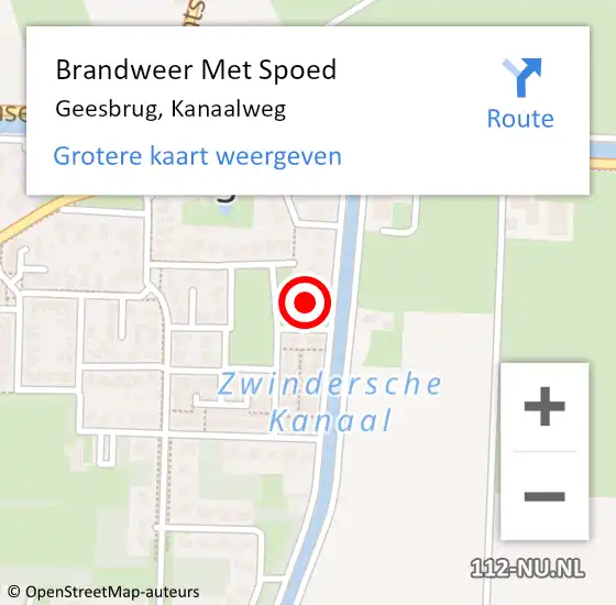 Locatie op kaart van de 112 melding: Brandweer Met Spoed Naar Geesbrug, Kanaalweg op 3 juni 2023 07:33