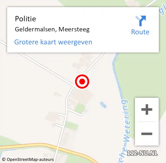 Locatie op kaart van de 112 melding: Politie Geldermalsen, Meersteeg op 3 juni 2023 07:54