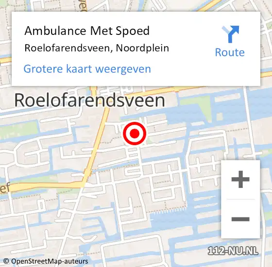 Locatie op kaart van de 112 melding: Ambulance Met Spoed Naar Roelofarendsveen, Noordplein op 3 juni 2023 08:59