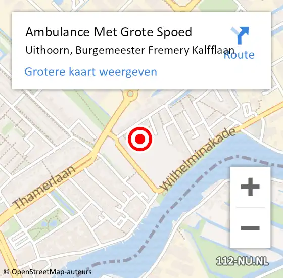 Locatie op kaart van de 112 melding: Ambulance Met Grote Spoed Naar Uithoorn, Burgemeester Fremery Kalfflaan op 3 juni 2023 09:16