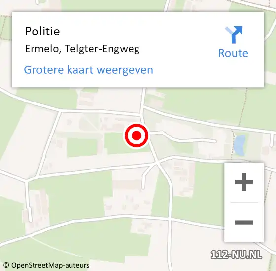 Locatie op kaart van de 112 melding: Politie Ermelo, Telgter-Engweg op 3 juni 2023 09:32