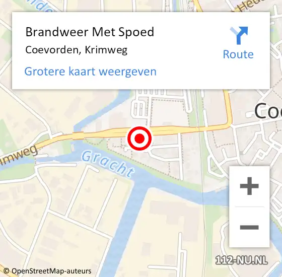 Locatie op kaart van de 112 melding: Brandweer Met Spoed Naar Coevorden, Krimweg op 3 juni 2023 09:34
