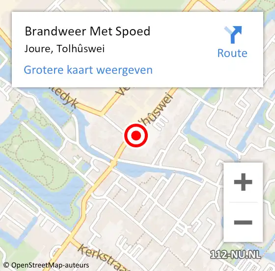 Locatie op kaart van de 112 melding: Brandweer Met Spoed Naar Joure, Tolhûswei op 3 juni 2023 09:54