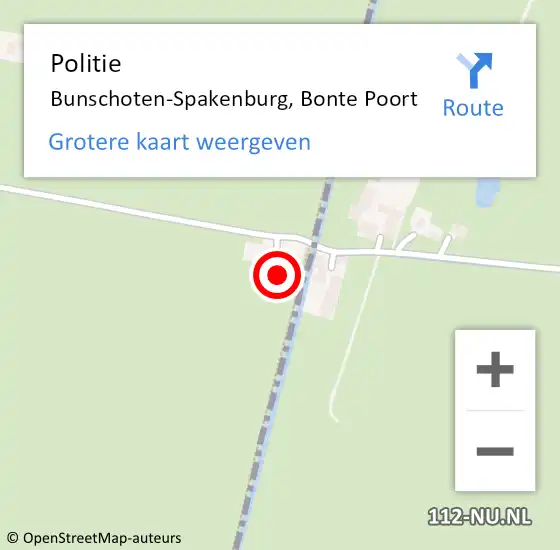 Locatie op kaart van de 112 melding: Politie Bunschoten-Spakenburg, Bonte Poort op 3 juni 2023 10:13