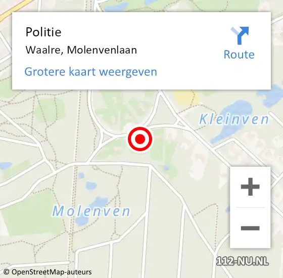 Locatie op kaart van de 112 melding: Politie Waalre, Molenvenlaan op 3 juni 2023 10:26