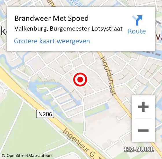 Locatie op kaart van de 112 melding: Brandweer Met Spoed Naar Valkenburg, Burgemeester Lotsystraat op 3 juni 2023 10:31