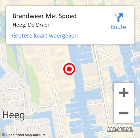 Locatie op kaart van de 112 melding: Brandweer Met Spoed Naar Heeg, De Draei op 3 juni 2023 10:52