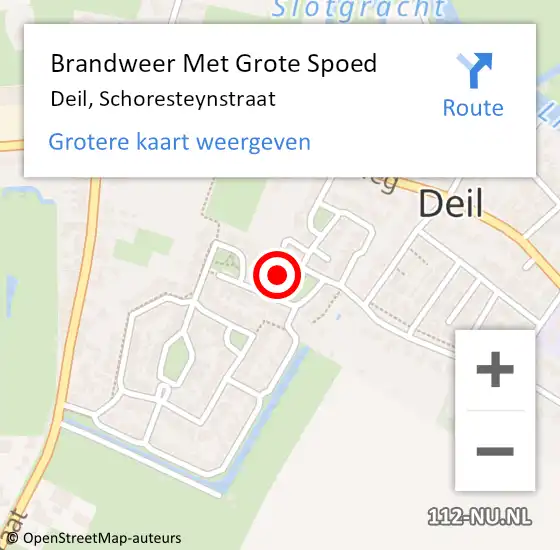 Locatie op kaart van de 112 melding: Brandweer Met Grote Spoed Naar Deil, Schoresteynstraat op 3 juni 2023 11:27