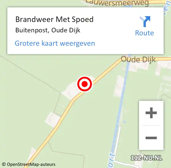 Locatie op kaart van de 112 melding: Brandweer Met Spoed Naar Buitenpost, Oude Dijk op 3 juni 2023 11:29