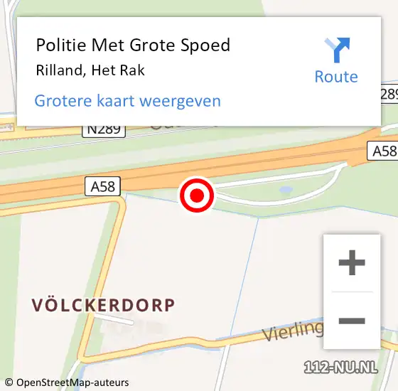 Locatie op kaart van de 112 melding: Politie Met Grote Spoed Naar Rilland, Het Rak op 3 juni 2023 11:47