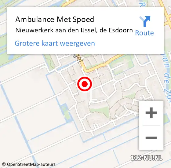 Locatie op kaart van de 112 melding: Ambulance Met Spoed Naar Nieuwerkerk aan den IJssel, de Esdoorn op 3 juni 2023 12:06