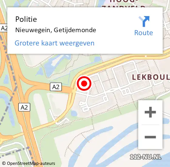 Locatie op kaart van de 112 melding: Politie Nieuwegein, Getijdemonde op 3 juni 2023 12:18