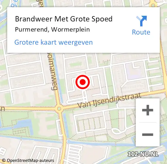 Locatie op kaart van de 112 melding: Brandweer Met Grote Spoed Naar Purmerend, Wormerplein op 3 juni 2023 12:26