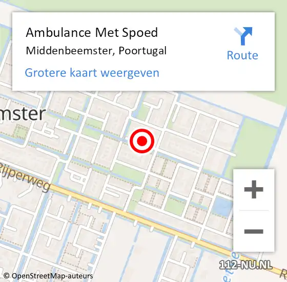 Locatie op kaart van de 112 melding: Ambulance Met Spoed Naar Middenbeemster, Poortugal op 3 juni 2023 12:40