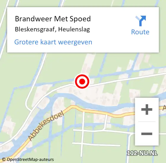 Locatie op kaart van de 112 melding: Brandweer Met Spoed Naar Bleskensgraaf, Heulenslag op 3 juni 2023 12:45