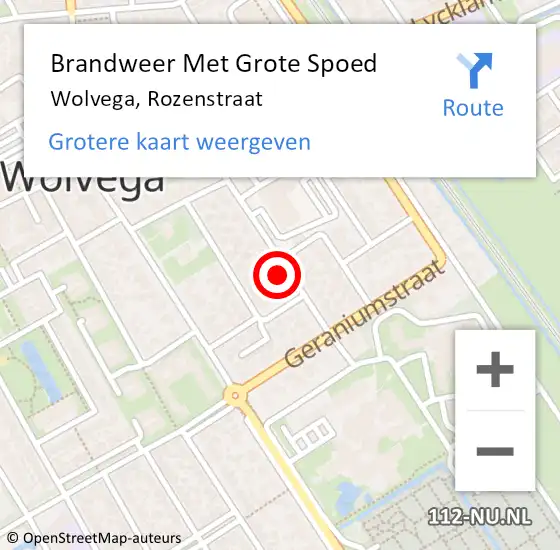 Locatie op kaart van de 112 melding: Brandweer Met Grote Spoed Naar Wolvega, Rozenstraat op 3 juni 2023 12:53