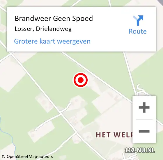 Locatie op kaart van de 112 melding: Brandweer Geen Spoed Naar Losser, Drielandweg op 3 juni 2023 12:55