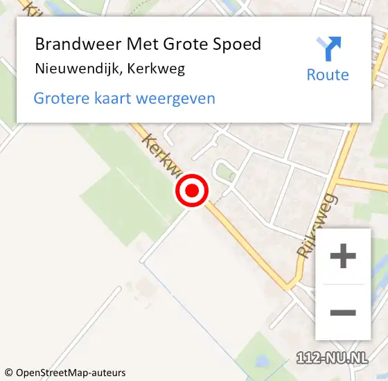 Locatie op kaart van de 112 melding: Brandweer Met Grote Spoed Naar Nieuwendijk, Kerkweg op 3 juni 2023 13:00