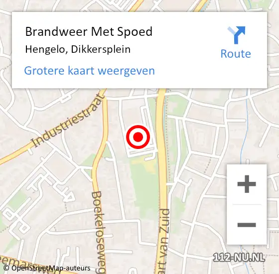 Locatie op kaart van de 112 melding: Brandweer Met Spoed Naar Hengelo, Dikkersplein op 3 juni 2023 13:03