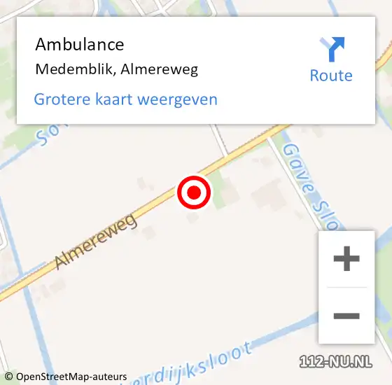 Locatie op kaart van de 112 melding: Ambulance Medemblik, Almereweg op 3 juni 2023 13:04