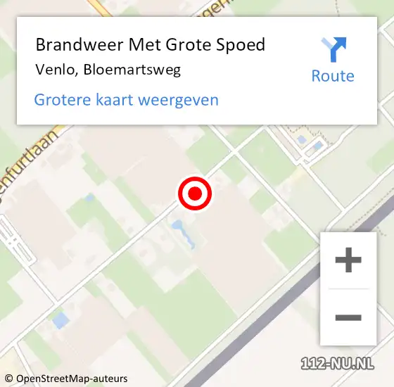 Locatie op kaart van de 112 melding: Brandweer Met Grote Spoed Naar Venlo, Bloemartsweg op 3 juni 2023 13:15