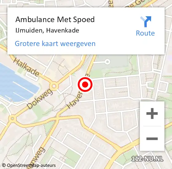 Locatie op kaart van de 112 melding: Ambulance Met Spoed Naar IJmuiden, Havenkade op 3 juni 2023 13:16