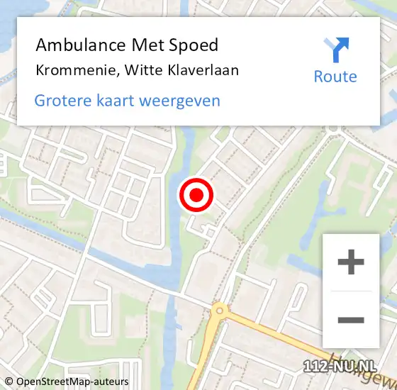 Locatie op kaart van de 112 melding: Ambulance Met Spoed Naar Krommenie, Witte Klaverlaan op 3 juni 2023 13:44