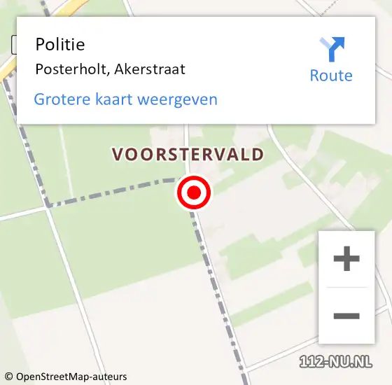 Locatie op kaart van de 112 melding: Politie Posterholt, Akerstraat op 3 juni 2023 13:58