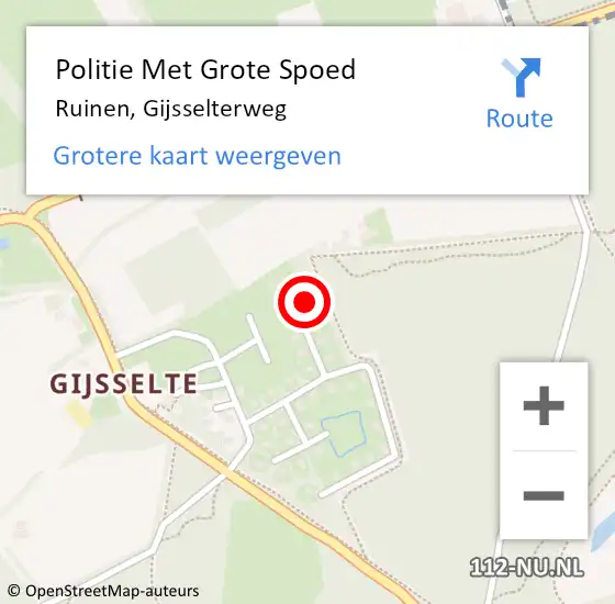 Locatie op kaart van de 112 melding: Politie Met Grote Spoed Naar Ruinen, Gijsselterweg op 3 juni 2023 14:00