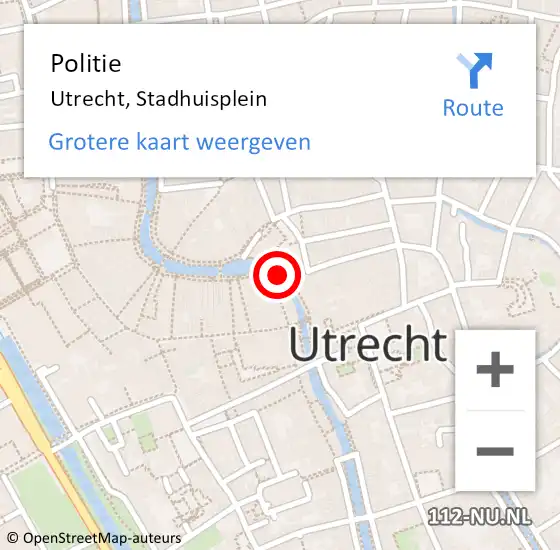 Locatie op kaart van de 112 melding: Politie Utrecht, Stadhuisplein op 3 juni 2023 14:11