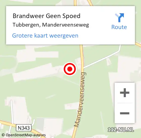 Locatie op kaart van de 112 melding: Brandweer Geen Spoed Naar Tubbergen, Manderveenseweg op 3 juni 2023 14:15