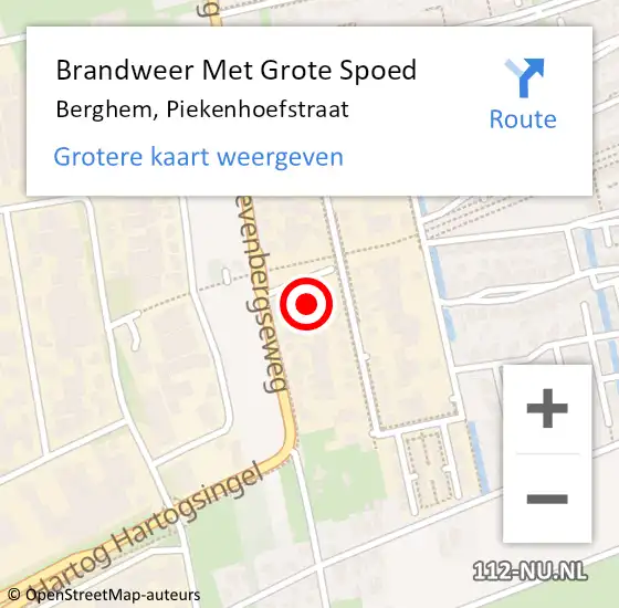 Locatie op kaart van de 112 melding: Brandweer Met Grote Spoed Naar Berghem, Piekenhoefstraat op 3 juni 2023 14:34