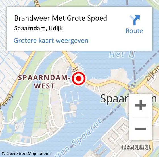 Locatie op kaart van de 112 melding: Brandweer Met Grote Spoed Naar Spaarndam, IJdijk op 3 juni 2023 14:35
