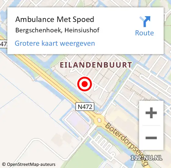 Locatie op kaart van de 112 melding: Ambulance Met Spoed Naar Bergschenhoek, Heinsiushof op 3 juni 2023 14:52