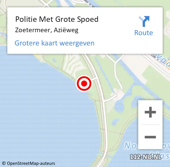 Locatie op kaart van de 112 melding: Politie Met Grote Spoed Naar Zoetermeer, Aziëweg op 3 juni 2023 15:10