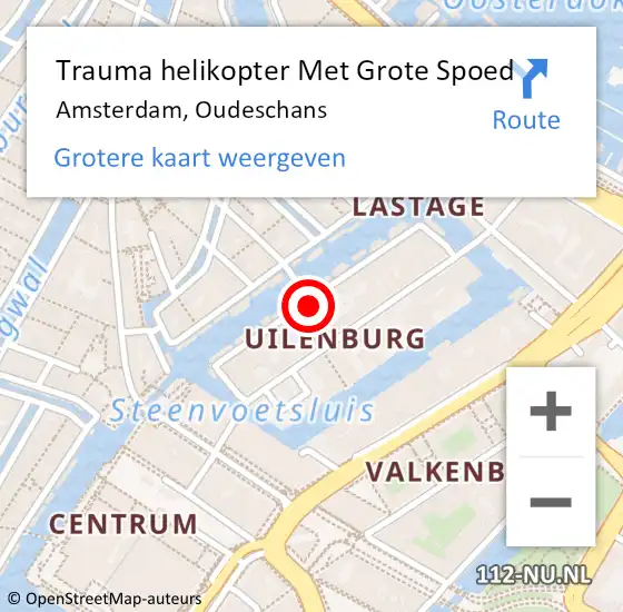 Locatie op kaart van de 112 melding: Trauma helikopter Met Grote Spoed Naar Amsterdam, Oudeschans op 3 juni 2023 15:24