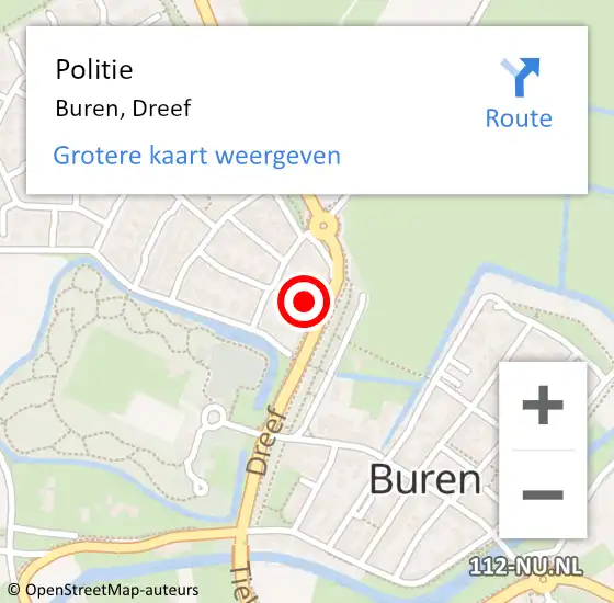 Locatie op kaart van de 112 melding: Politie Buren, Dreef op 3 juni 2023 15:34