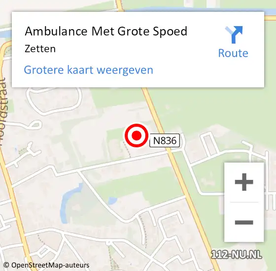 Locatie op kaart van de 112 melding: Ambulance Met Grote Spoed Naar Zetten op 3 juni 2023 15:40
