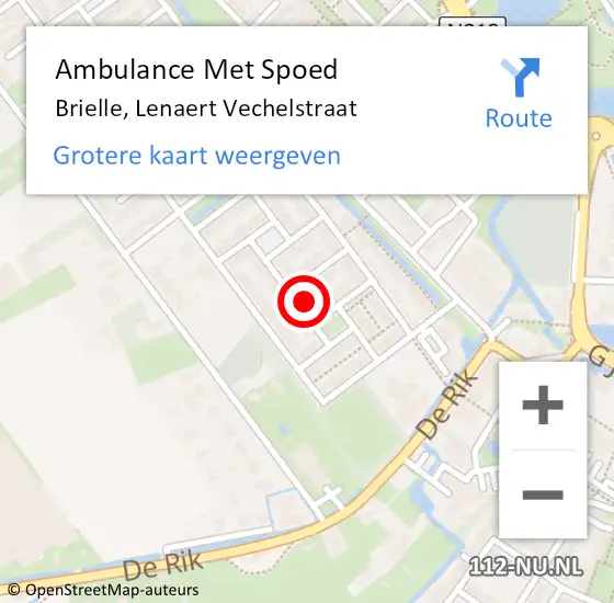 Locatie op kaart van de 112 melding: Ambulance Met Spoed Naar Brielle, Lenaert Vechelstraat op 3 juni 2023 16:04