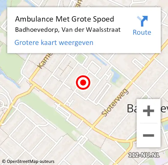 Locatie op kaart van de 112 melding: Ambulance Met Grote Spoed Naar Badhoevedorp, Van der Waalsstraat op 3 juni 2023 16:05