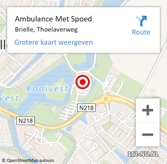 Locatie op kaart van de 112 melding: Ambulance Met Spoed Naar Brielle, Thoelaverweg op 3 juni 2023 16:07