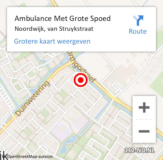 Locatie op kaart van de 112 melding: Ambulance Met Grote Spoed Naar Noordwijk, van Struykstraat op 3 juni 2023 16:10