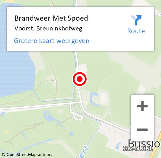 Locatie op kaart van de 112 melding: Brandweer Met Spoed Naar Voorst, Breuninkhofweg op 3 juni 2023 16:33