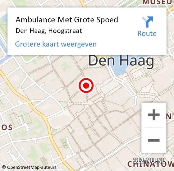 Locatie op kaart van de 112 melding: Ambulance Met Grote Spoed Naar Den Haag, Hoogstraat op 3 juni 2023 16:37