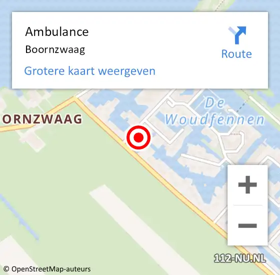 Locatie op kaart van de 112 melding: Ambulance Boornzwaag op 3 juni 2023 16:46